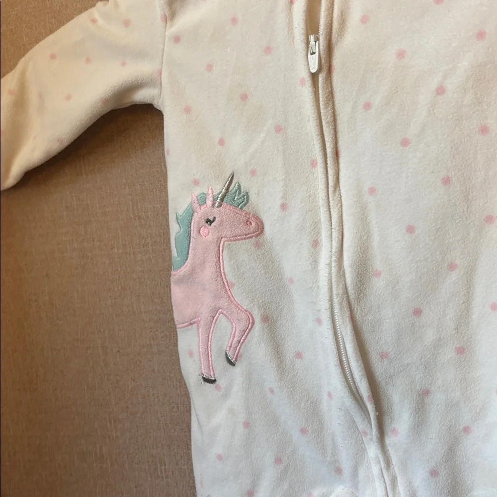 Adorable Carters Fleece Unicorn Kids One Piece 6 Months